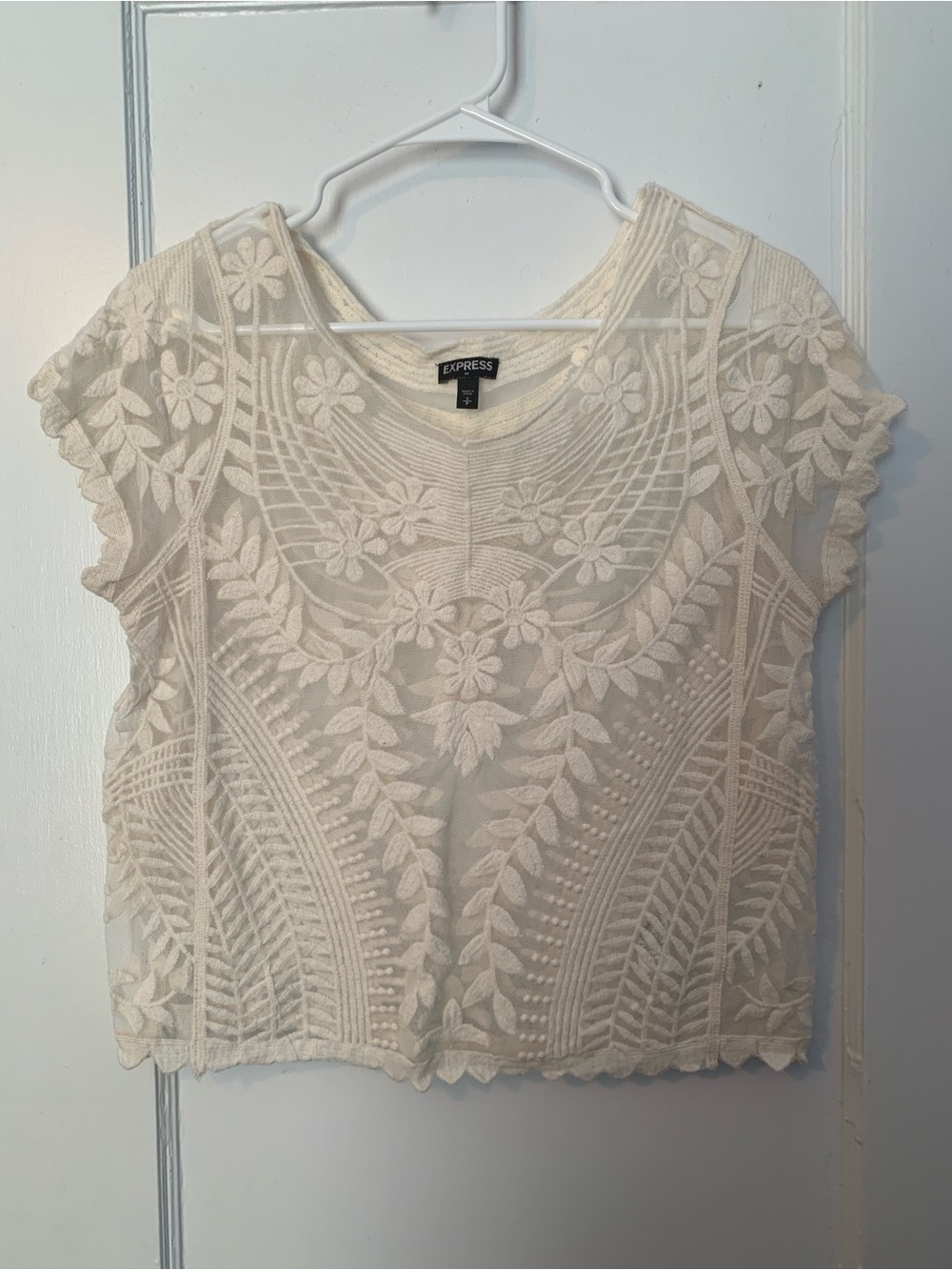 Express Cream Floral Embroidered Lace Camisole